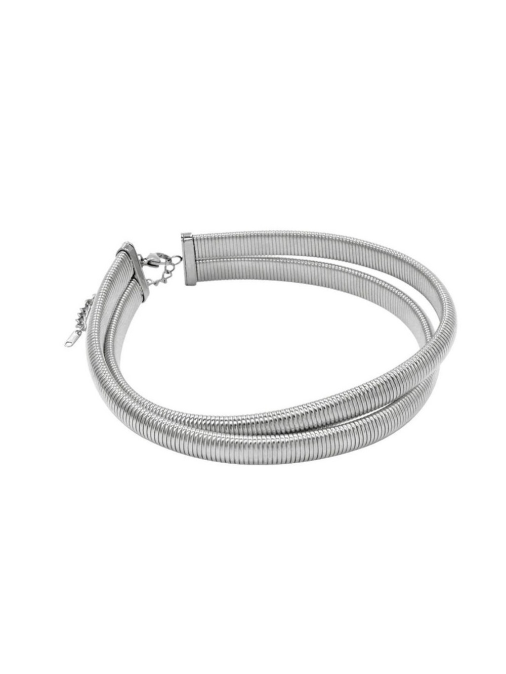 Silver Layered Flex Snake Chain Choker Necklace
